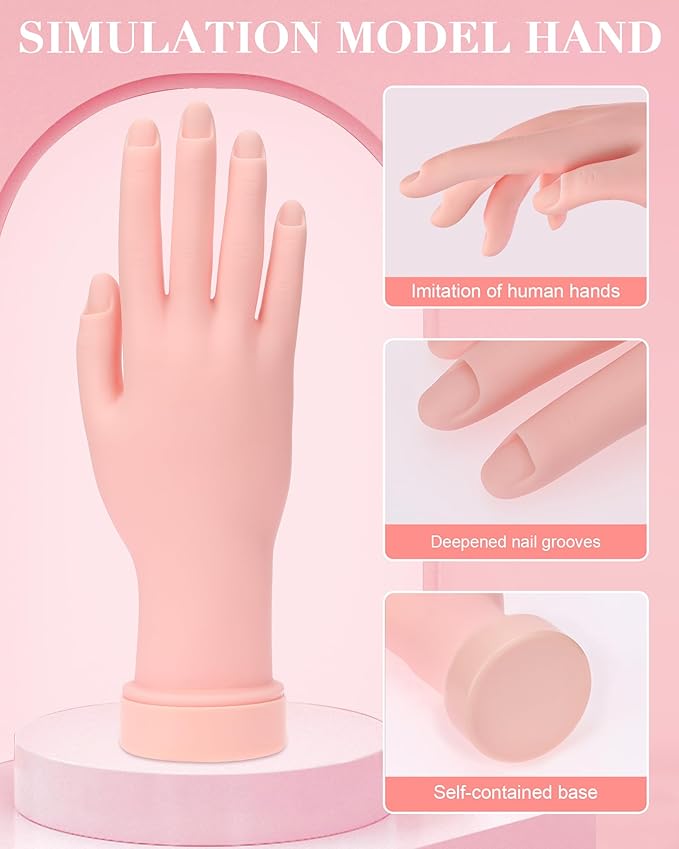 Practice Hand for Acrylic Nails Soft Touch Mannequin Hand for Nails, Flexible and Bendable Fake Hand for Nails for Nail Art Beginners