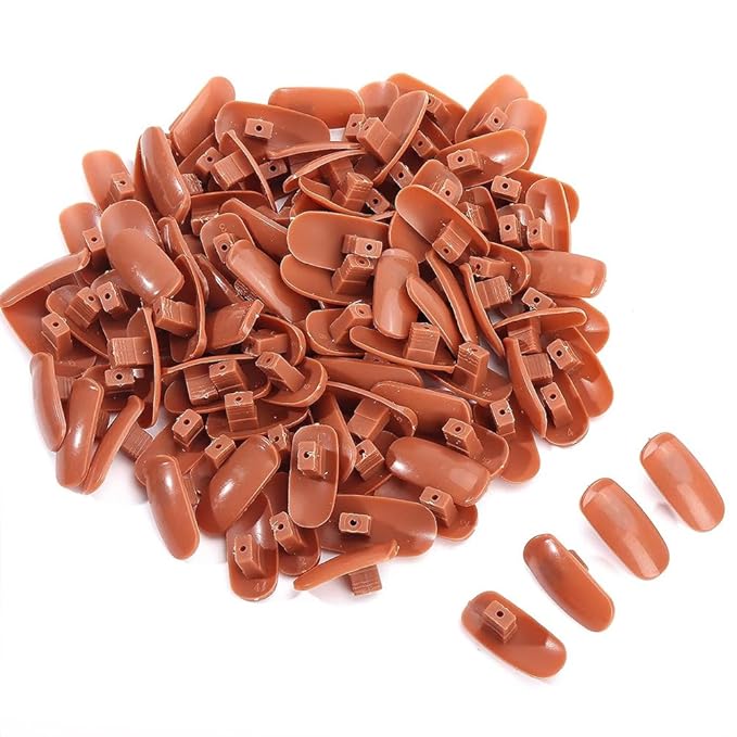 AKOAK 100 Pcs Acrylic Nail Practice Fingers, Replacement Patch Head, Flexible Nail Training Fake Nail Head Hand Practice Fake Nail Hand Nail Display Nail Supplies DIY Nail practice