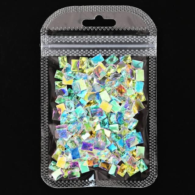 100PC Flatback Rectangle Rhinestones Nail Art Rhinestones AB Crystals Glass Stones 3D Nail Jewelry Accessories