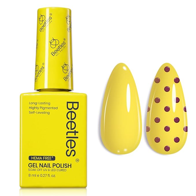 Beetles Yellow Gel Polish - HemaFree Lemon Yellow Gel Nail Polish, High Gloss Soak Off Sunrise Glow Spring Nails Art Manicure Salon
