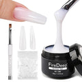 Milky White Builder Gel Set, 1.94Fl,oz Extension Hard U V Builder 3 in 1 Nail Gel With Clear Nail Tips Model and Brush