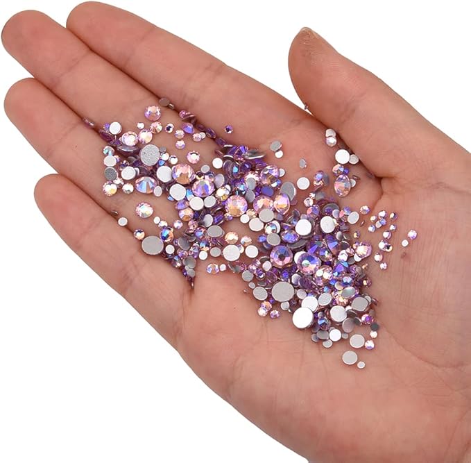 820pcs Crystal Pink AB Mix Shapes and Sizes Nail Art Rhinestones DIY Non Hotfix Flatback Glass Round Nail Stones Gems Set for Makeup Nail Crafts Tumblers Bulk Supply