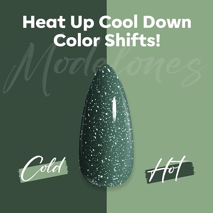 modelones Gel Nail Polish Green Sage Color Changing Mood Temperature Change Deep Green Nail Polish Gel Soak Off Nail Art 15ML