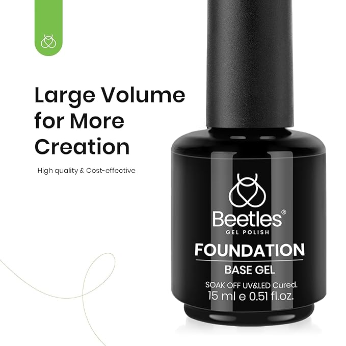 Beetles 3Pcs 15ml Builder Nail Gel with No Wipe Top Coat Gel Nail Polish and Base Coat Set for Nails Shine Finish and Long Lasting Nail Protection UV/LED Lamp Needed Gift for Women
