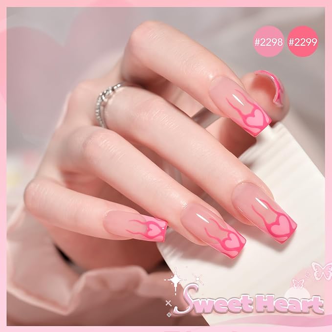 GAOY Pink Red White Gel Nail Polish Set, 6 Colors Beige Nude Soak Off UV Light Cure Gel Polish Kit for Salon and Nail Art DIY at Home
