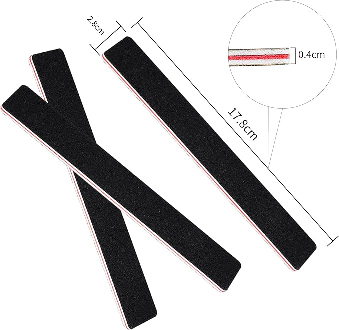 20 Pack Nail Files, 100/180 Grit, Black Professional Reusable Emery Boards Manicure Tool for Acrylic Nails, Nail Buffering Files, Rectangle