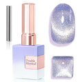 Double Rhythm 15ML Jelly Glass Cat Eye Gel Polish with Magnet Holographic Glitter Shimmer Translucent Sheer Color Salon Soak Off Magnetic Nail at Home (Sweet Blue Purple-MC1193)