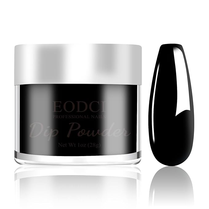 Black Dip Powder, 1OZ Neutral Nail Dip Powder for Long-lasting 28 Days+ Dip Nail Art French Manicure Nail Starter & Professional Home DIY Salon Use