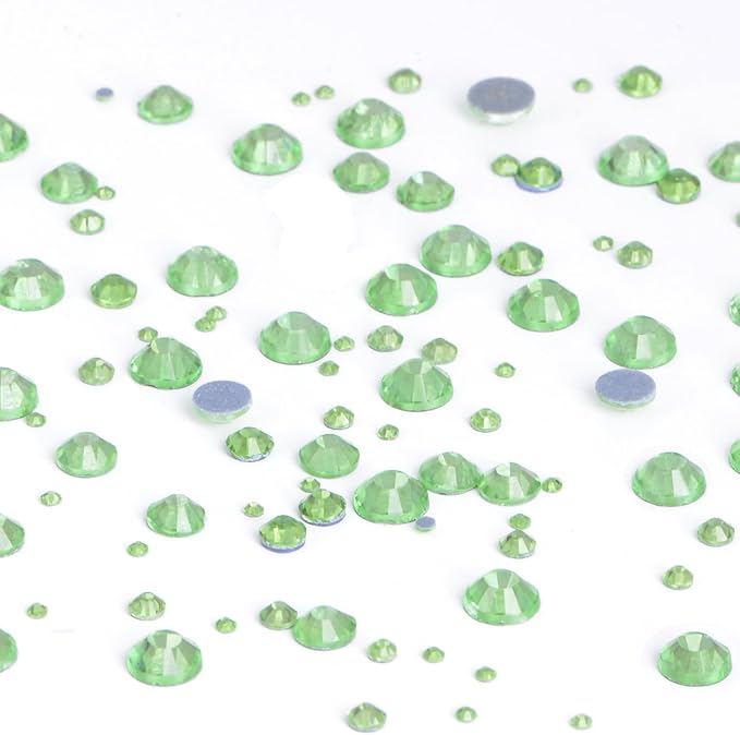 NCB Hotfix Iron on 8000pcs Crystal Rhinestones Round Gem for Crafts Decoration DIY Jewelry Making with a Tweezers and 2 Picking pens (Peridot, 6Sizes SS4-SS30)