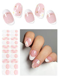 Semi Cured Gel Nail Strips (Pink Daisy), French, 20 Pcs Gel Nail Wraps, Stickers, UV Light Required, Salon Quality, Long Lasting