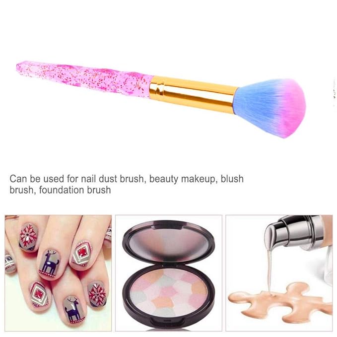 Nail Art Dust Remover Soft Nail Brush Cleaner for Acrylic Nails, Makeup Powder Brushes (Pink)