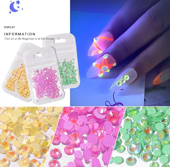 3D Luminous Nail Art Rhinestone Gem Kit Party Theme Luminous 4 Pack(Luminous 2)