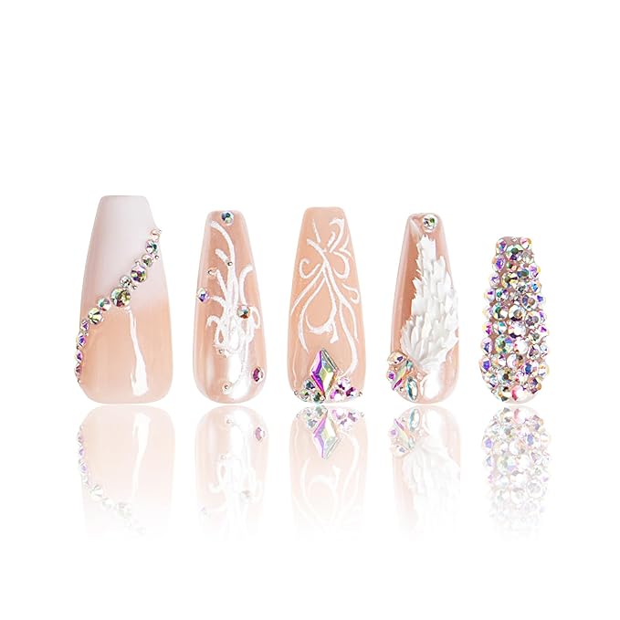 LOVFUL Short Press on Nails Like a Virgo | Handmade Acrylic Press ons | Reusable Fake False Nails | Coffin Classic Regular 1.3 in | H596-L