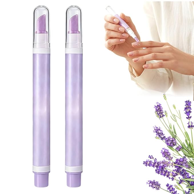 2-in-1 Cuticle Oil Pusher Pen, 2026 New Ceramic Cuticle Remover, Portable Nail Oil Pen for manicure, Moisturizing Nail Strengthener for nail salon, Gentle Hangnail Remover for women (Lavender scent*2)