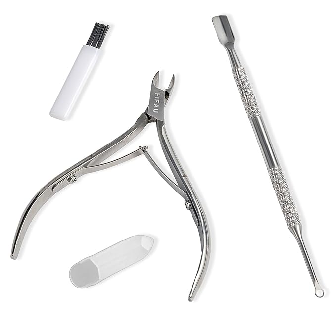 Professional Manicure Tools Set, Stainless Steel Cuticle Nipper, Upgrade Gel Nail Polish Remove Tool & Cuticle Pusher, Debris Cleaning Brush, for Home & Salon Use, For Women