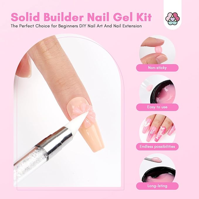 SAVILAND Solid Gel Builder: 6 Colors 3D Nail Gel No-Sticky Hand Nail Extension Sculpting Gels for Nails Art for Carving DIY at Home for Beginners