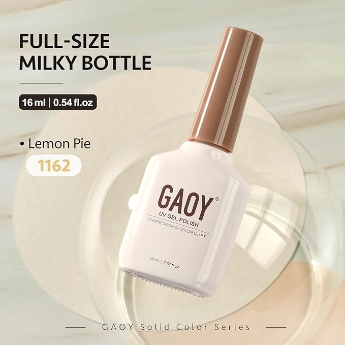 GAOY Pastel Gel Nail Polish, 16ml Soak Off Gel Polish, UV Light Cure for Nail Art DIY Manicure at Home, 1162 Lemon Pie