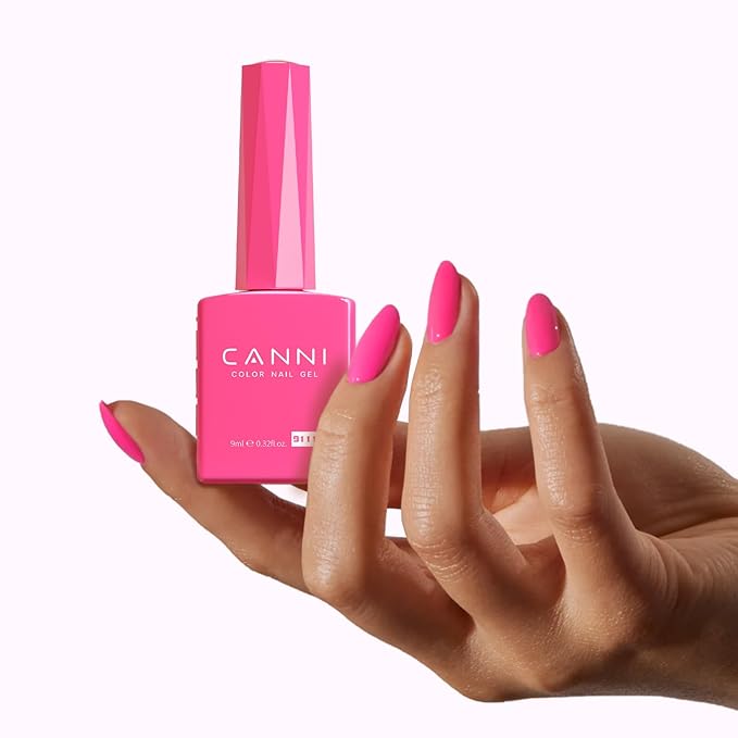 CANNI Pink Gel Nail Polish, 1Pcs Hot Pink Gel Polish Pastel Neon Bright Pink Purple Color High Gloss Soak Off U V Nail Manicure Salon DIY