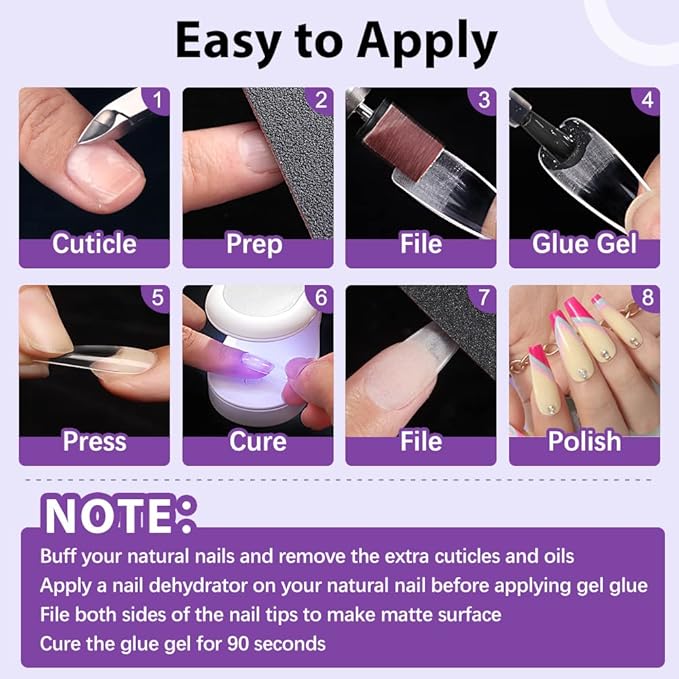 Clear Acrylic French Nail Tip BTArtbox 500pcs Half Cover Fake/False Nail with Case for Dip Powder Nail Salons and DIY Nail Art, 10 Sizes