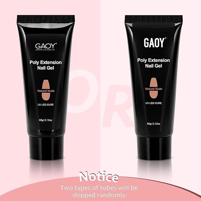 GAOY Poly Gel, 60g Nail Extension Gel, Natural Nude Builder Enhancement for Beginner & Professional Nail Art Salon DIY at Home