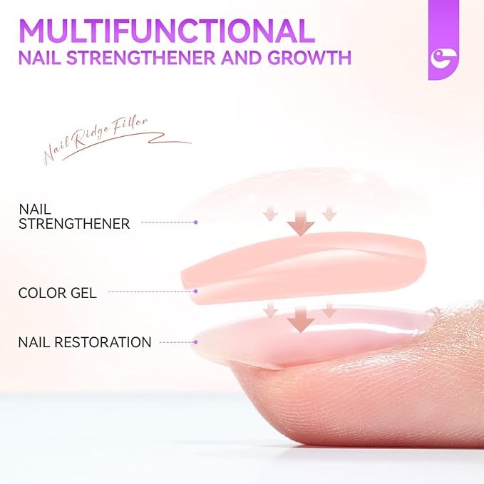 16ml Nail Polish Strengthener and Growth: Jumbo Size Pink Nail Hardener Polish Extra Strong for Damaged Nails - Nail Repair Polish Base Coat for Weak Thin Fingernail - Daily Nail Care for Gift