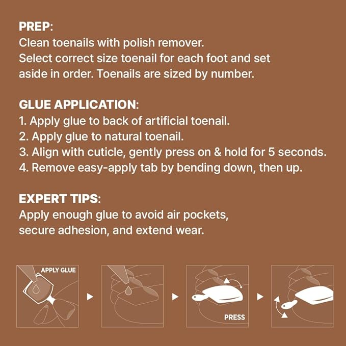 GoldFinger Press On Toenails Kit, High Pigment Orange Red Light Color Fake Toenail, Ready to Wear Gel & Manicure Stick, Mini Glue included, Long-Lasting Convenient & Easy to Apply