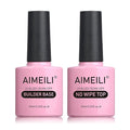 AIMEILI 5 in 1 Builder Base Hema Free Clear Builder Nail Gel for Nails Extension and No Wipe Top Set Soak Off U V LED Cruelty Free Vegan Gel Nail Lacquer