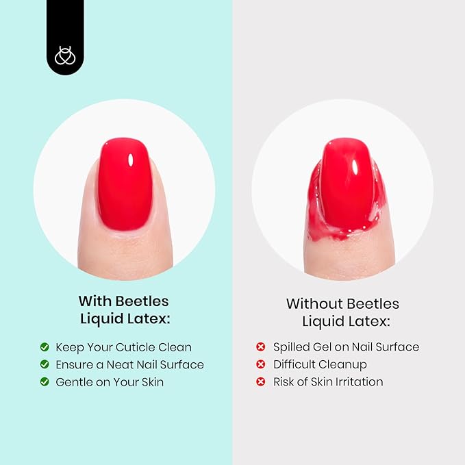 beetles Liquid Latex for Nails 30ml Latex Liquid Nail Peel off Cuticle Guard for Nail Polish with Plastic Nail Care Stick White Pink Liquid Latex Barrier Protecto