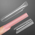 YOKEFELLOW Original Sandwich Nails Dual Forms - 240Pcs Long Coffin Nail Mold for Quick Nails Extension, No Paper Forms Needed, 15 Sizes Plastic Form, Salon Nail Art Tools(W556-Long Square)