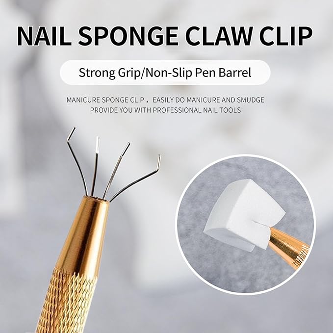 100Pcs Soft Nail Sponges for Ombre, Nails Art Sponges With Grabbing Pen Ombre Nail Brush Art Manicure Tools Supplies Nails Accessories for Home and Salon(white)