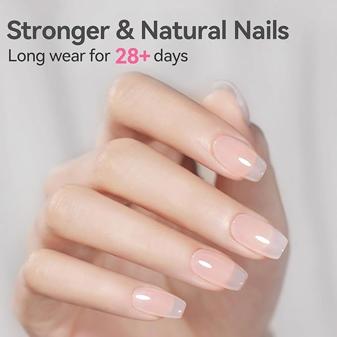 Vishine 2 Pcs Clear Builder Gel 8-in-One Clear Gel Builder for Nail Thickening Natural Nails Transparent Extension Hard Gel Polish Rhinestone Glue for Nail Art Base Coat Needed 16ml