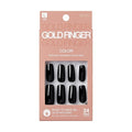 GoldFinger False Nails Kit, Ready to Wear Black Fake Nails, Manicure Stick and Glue Included, Long Squoval Shape, Long-Lasting Hottest Trend Glue on Nails, Convenient & Easy to Apply, All Occasions