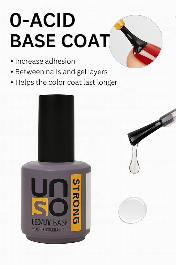3-in-1 Nail Primer, Strong Base Coat & Diamond Top Coat Set – Non-Acid Bond, Long-Lasting Adhesion, Chip-Resistant Shine, LED/UV Curing, Soak-Off Formula, Nail Prep & Protection System – 15ml Each
