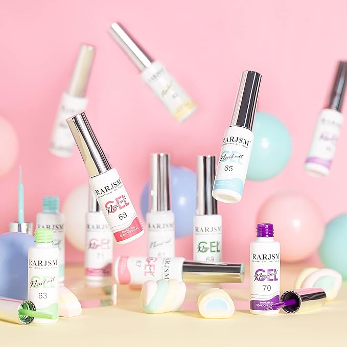 RARJSM Gel Liner Nail Art, Cotton Candy Collection Painting Gelpolish Set Wire Painting Drawing Gel for Nailart Design White Yellow Blue Purple Red Colors