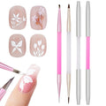 2Pcs Nail Art Brushes Set for Flower Petal Butterfly Drawing, 3D Gel Acrylic Nail Brush, Fine Liner Nails Design Tool, Professional Watercolor Painting Pen for Manicure DIY Salon