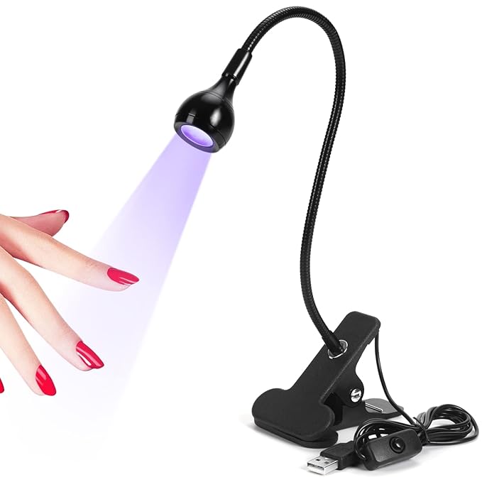 SAVILAND UV Nail Lamp: Gooseneck LED Nail Flash Cure Lamp for Nails lampara uv/led para uñas de gel with Securing Clip LED Flash Cure Light Manicure Home DIY UV Light for Gel Polish Nail Lamp