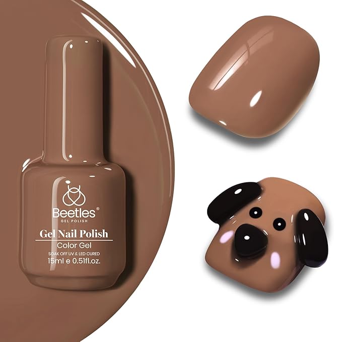 Beetles Brown Gel Nail Polish, 1Pcs 15ml Brown Winter Color Gel Polish Soak Off Nail Art Manicure Salon DIY Uv Lamp Nail Design Decoration at Home