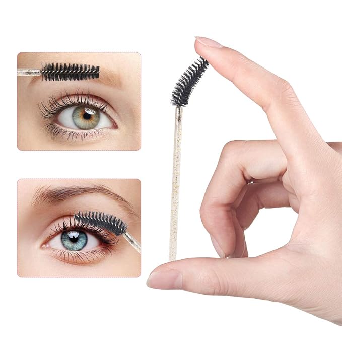 300 PCS Eyelash Extension Supplies Kit,Disposable Lash Spoolies Brushes Micro Swab Brushes Mascara Wand Lip Brushes for Eyelash Extension Tattoo Lipstick Applicator (Gold)