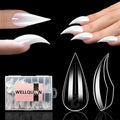Short Cat Claw Curved Stiletto Nail Dual Forms for Extension, Sculptural Eagle Hawk Acrylic Nails Reusable Full Cover Mold Suitable for Polygel Solid Hard Builder Gel 280Pcs 14 Sizes Q57