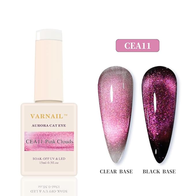 VARNAIL Aurora Cat Eye Gel Polish Set 6 Colors, 15ML Glitter 9D Cat Eye Gel Polish with Magnet, Salon Quality Magnetic Gel Nail Polish Kit (Aurora 01)