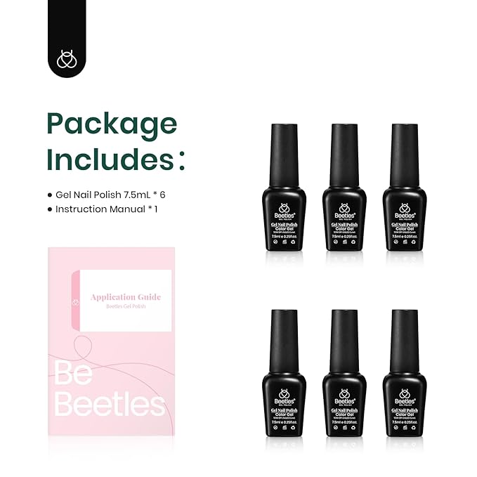 beetles Spring Gel Polish Set - 6 Color Gel Nail Polish Hot Pink Green Blue Orange Rainbow Boundless Energy Collection Holiday Nail Art Design Soak Off Uv LED Manicure DIY Home