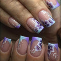 Curvlife Press on Nails Acrylic Fake Nails with Design Full Cover False Nails for Women Reusable Nail Kit with Nail Glue Adhesive Tabs Nail File (summer flowers)
