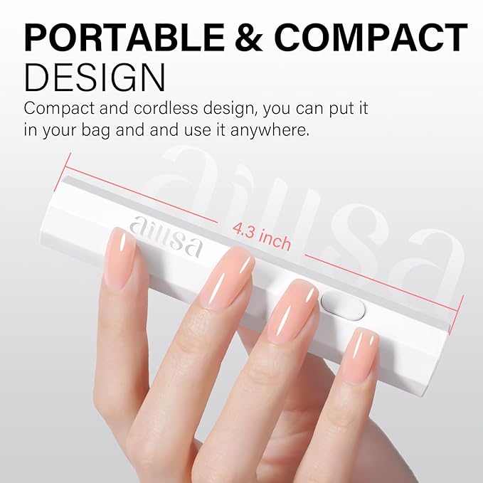 AILLSA Mini UV Light for Nails, Fast Drying Handheld LED Nail Lamp Small UV Gel Light Cordless Flash Cure Lamp Portable Single Finger Nail Lamp for Gel Nails (White)