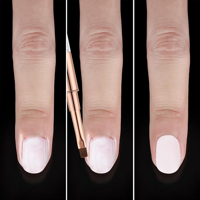 JASSINS Nail Art Clean Up Brushes, 3 Pcs Flat/Oval/Fine Angled Gel Nail Brushes,For Nail Art Design Painting DIY and Cleaning Polish Mistake on the Cuticles (Gold)