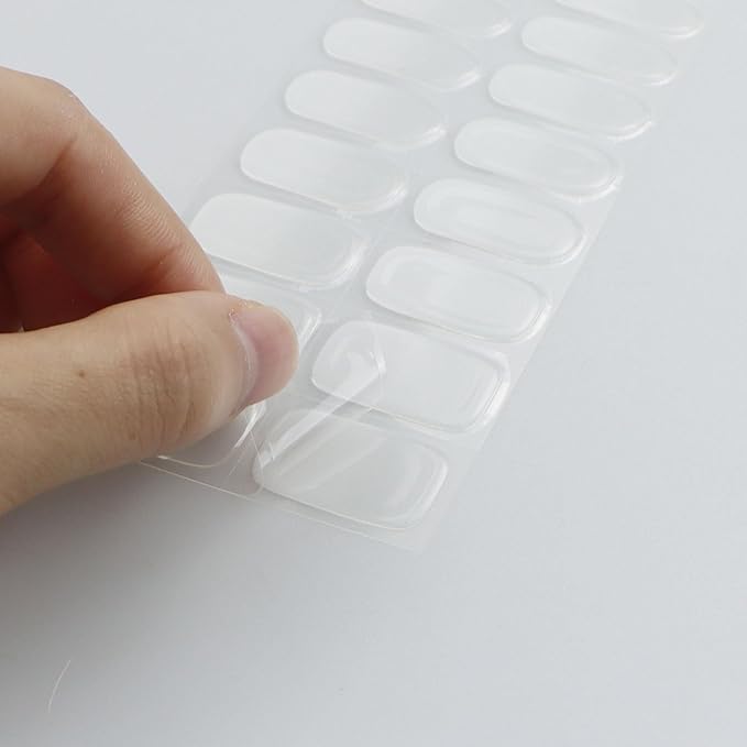 JMEOWIO Gel Nail Stickers White Transparent Semi Cured Gel Nail Strips Wraps UV/LED Nails Art Design Decoration Accessories