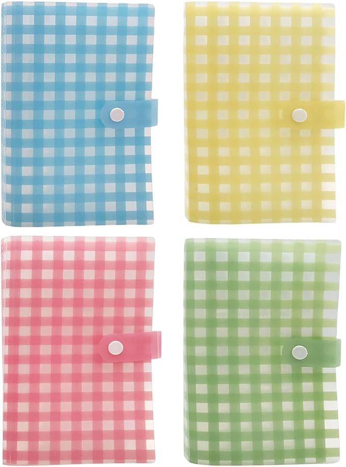4 PCS 120 Slots (2.3×3.5") Nail Art Sticker Storage Books, Empty Collection Album for DIY Stickers,Artistic Decals Display Set Transparent Photo Book - Plaid
