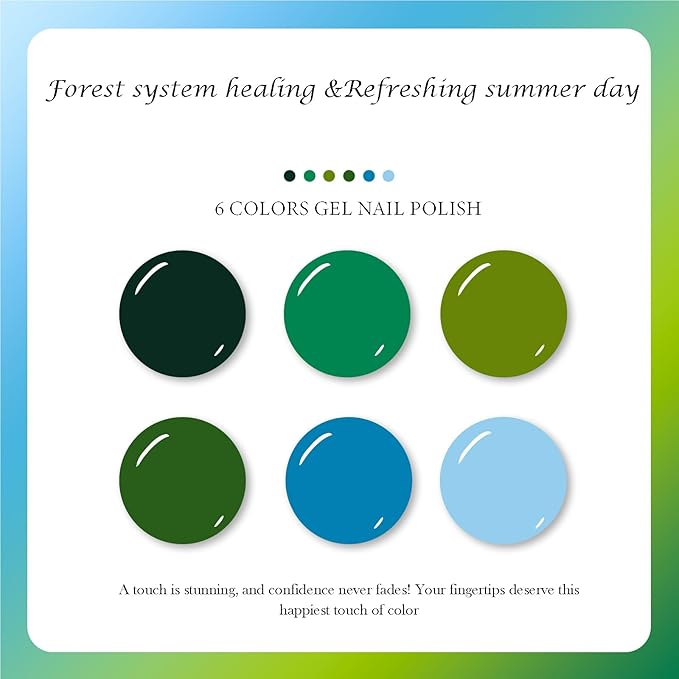 CAMILA ¿ 6pcs 15ml Hema Free Tpo Free Gel Polish Set Green Gel Nail Polish Kit Soak Off Nail Gel Polish Manicure Salon For Women E Set