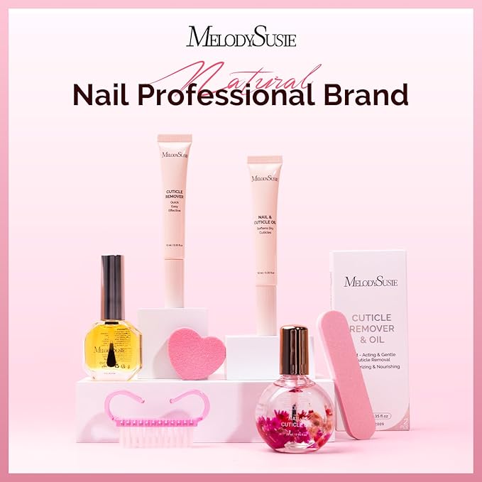 MelodySusie 10ML Cuticle Care Kit - Cuticle Oil and Cuticle Remover, Cuticle Nourishes and Softener, Promotes Nail Growth and Strength for Home and Salon Use 2PCS