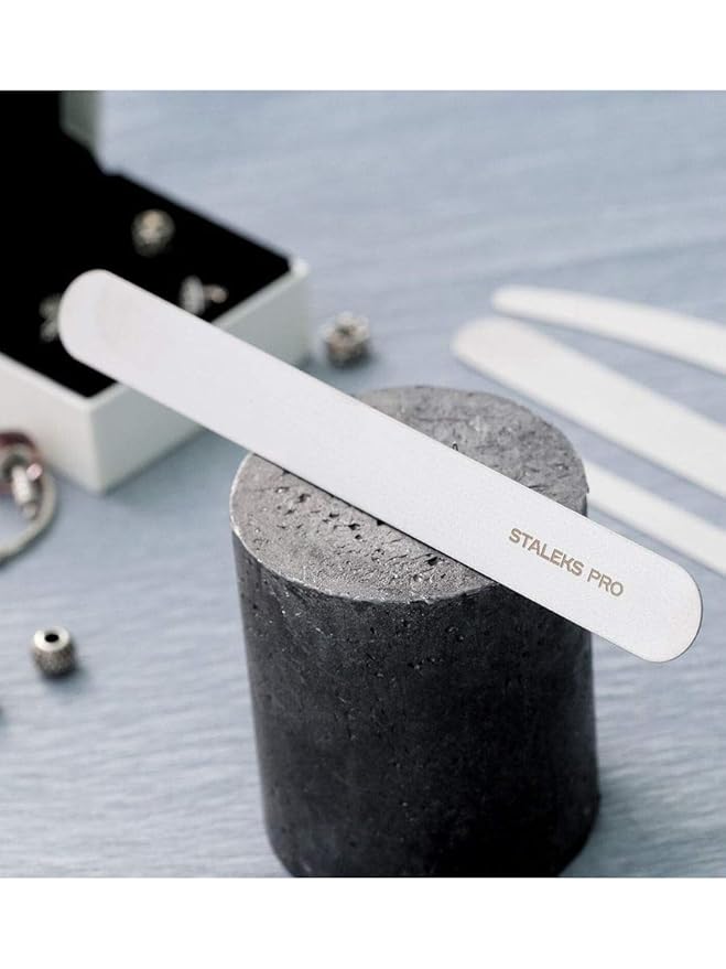 STALEKS PRO Expert 10 Laser Nail File (165mm Wide Straight) – Stainless Steel Manicure & Pedicure Tool with Dual Hardness