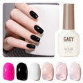 GAOY Black White Gel Nail Polish Set, 6 Colors Hot Pink Jelly Nude, UV Light Cure Gel Polish for Salon and Nail Art DIY at Home